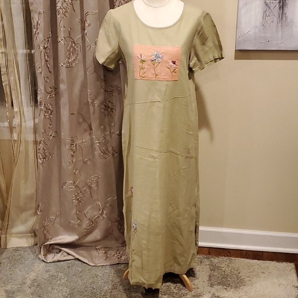 Bleu Bayou Full Maxi Dress with Ribbon Embroidery - Picture 1 of 11